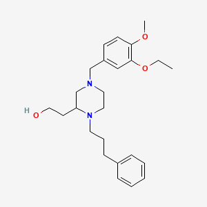 molecular formula C25H36N2O3 B6075974 2-[4-(3-ethoxy-4-methoxybenzyl)-1-(3-phenylpropyl)-2-piperazinyl]ethanol 