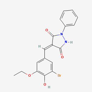 molecular formula C18H15BrN2O4 B6076036 4-(3-bromo-5-ethoxy-4-hydroxybenzylidene)-1-phenyl-3,5-pyrazolidinedione 