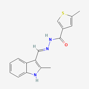 molecular formula C16H15N3OS B6076062 5-methyl-N'-[(2-methyl-1H-indol-3-yl)methylene]-3-thiophenecarbohydrazide 