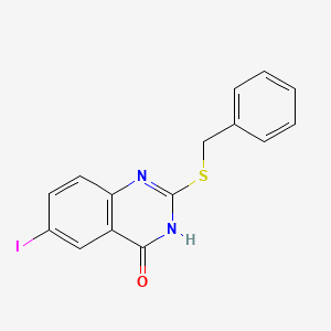 molecular formula C15H11IN2OS B6076072 2-(benzylthio)-6-iodo-4-quinazolinol 