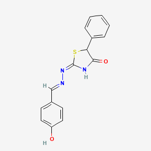 molecular formula C16H13N3O2S B6076080 4-hydroxybenzaldehyde (4-oxo-5-phenyl-4,5-dihydro-1,3-thiazol-2-yl)hydrazone 