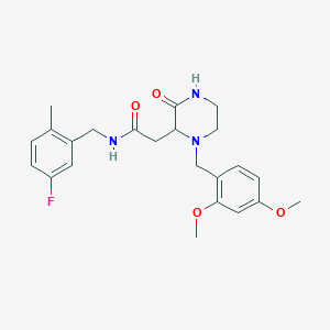 molecular formula C23H28FN3O4 B6076089 2-[1-(2,4-dimethoxybenzyl)-3-oxo-2-piperazinyl]-N-(5-fluoro-2-methylbenzyl)acetamide 