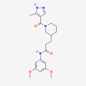 molecular formula C21H28N4O4 B6076095 N-(3,5-dimethoxyphenyl)-3-{1-[(3-methyl-1H-pyrazol-4-yl)carbonyl]-3-piperidinyl}propanamide 