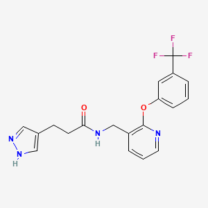 molecular formula C19H17F3N4O2 B6076114 3-(1H-pyrazol-4-yl)-N-({2-[3-(trifluoromethyl)phenoxy]-3-pyridinyl}methyl)propanamide 