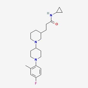 molecular formula C23H34FN3O B6076147 N-cyclopropyl-3-[1'-(4-fluoro-2-methylphenyl)-1,4'-bipiperidin-3-yl]propanamide 