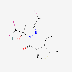 molecular formula C13H14F4N2O2S B6076160 3,5-bis(difluoromethyl)-1-[(4-ethyl-5-methyl-3-thienyl)carbonyl]-4,5-dihydro-1H-pyrazol-5-ol 