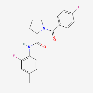 molecular formula C19H18F2N2O2 B6076176 1-(4-fluorobenzoyl)-N-(2-fluoro-4-methylphenyl)prolinamide 