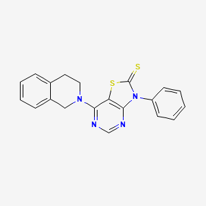 molecular formula C20H16N4S2 B6076194 7-(3,4-dihydro-2(1H)-isoquinolinyl)-3-phenyl[1,3]thiazolo[4,5-d]pyrimidine-2(3H)-thione 