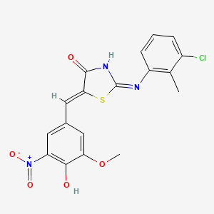 molecular formula C18H14ClN3O5S B6076214 2-[(3-chloro-2-methylphenyl)amino]-5-(4-hydroxy-3-methoxy-5-nitrobenzylidene)-1,3-thiazol-4(5H)-one 