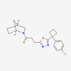 molecular formula C21H24ClN3O2 B6076269 (1S*,4S*)-2-(3-{5-[1-(4-chlorophenyl)cyclobutyl]-1,3,4-oxadiazol-2-yl}propanoyl)-2-azabicyclo[2.2.1]heptane 