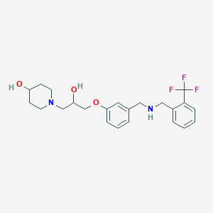 molecular formula C23H29F3N2O3 B6076339 1-{2-hydroxy-3-[3-({[2-(trifluoromethyl)benzyl]amino}methyl)phenoxy]propyl}-4-piperidinol 