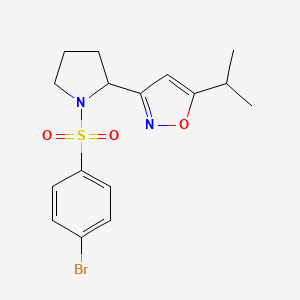 molecular formula C16H19BrN2O3S B6076374 3-{1-[(4-bromophenyl)sulfonyl]-2-pyrrolidinyl}-5-isopropylisoxazole 