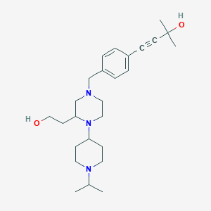 molecular formula C26H41N3O2 B6076388 4-(4-{[3-(2-hydroxyethyl)-4-(1-isopropyl-4-piperidinyl)-1-piperazinyl]methyl}phenyl)-2-methyl-3-butyn-2-ol 