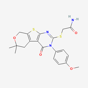 molecular formula C20H21N3O4S2 B6076396 2-{[3-(4-methoxyphenyl)-6,6-dimethyl-4-oxo-3,5,6,8-tetrahydro-4H-pyrano[4',3':4,5]thieno[2,3-d]pyrimidin-2-yl]thio}acetamide 