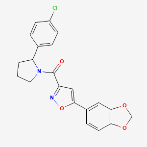 molecular formula C21H17ClN2O4 B6076407 5-(1,3-benzodioxol-5-yl)-3-{[2-(4-chlorophenyl)-1-pyrrolidinyl]carbonyl}isoxazole 