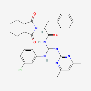 molecular formula C30H31ClN6O3 B6076449 N-{[(3-chlorophenyl)amino][(4,6-dimethyl-2-pyrimidinyl)amino]methylene}-2-(1,3-dioxooctahydro-2H-isoindol-2-yl)-3-phenylpropanamide 