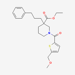 ethyl 1-{[5-(methoxymethyl)-2-thienyl]carbonyl}-3-(3-phenylpropyl)-3-piperidinecarboxylate