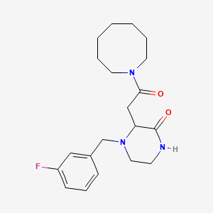 molecular formula C20H28FN3O2 B6076472 3-[2-(1-azocanyl)-2-oxoethyl]-4-(3-fluorobenzyl)-2-piperazinone 