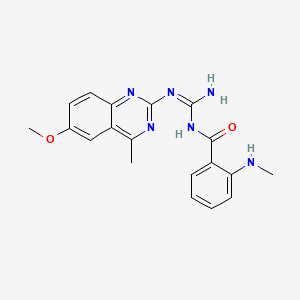 molecular formula C19H20N6O2 B6076481 N-{amino[(6-methoxy-4-methyl-2-quinazolinyl)amino]methylene}-2-(methylamino)benzamide 