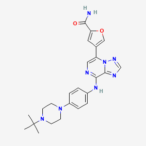molecular formula C24H28N8O2 B607652 4-(8-((4-(4-(tert-Butyl)piperazin-1-yl)phenyl)amino)-[1,2,4]triazolo[1,5-a]pyrazin-5-yl)furan-2-carboxamide CAS No. 959754-85-9