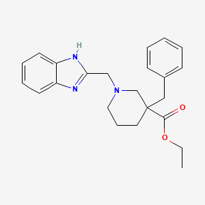 molecular formula C23H27N3O2 B6076526 ethyl 1-(1H-benzimidazol-2-ylmethyl)-3-benzyl-3-piperidinecarboxylate 