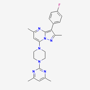 molecular formula C24H26FN7 B6076535 7-[4-(4,6-dimethyl-2-pyrimidinyl)-1-piperazinyl]-3-(4-fluorophenyl)-2,5-dimethylpyrazolo[1,5-a]pyrimidine 