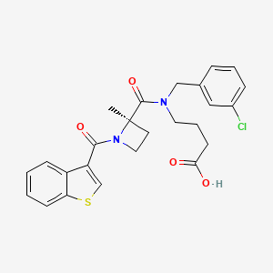 4-[[(2R)-1-(1-benzothiophene-3-carbonyl)-2-methylazetidine-2-carbonyl]-[(3-chlorophenyl)methyl]amino]butanoic acid