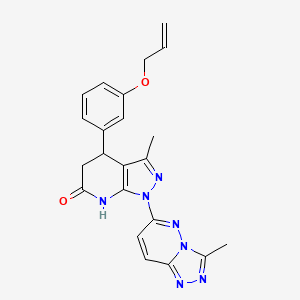 molecular formula C22H21N7O2 B6076583 4-[3-(allyloxy)phenyl]-3-methyl-1-(3-methyl[1,2,4]triazolo[4,3-b]pyridazin-6-yl)-1,4,5,7-tetrahydro-6H-pyrazolo[3,4-b]pyridin-6-one 