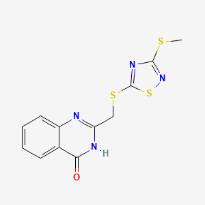 molecular formula C12H10N4OS3 B6076589 2-({[3-(methylthio)-1,2,4-thiadiazol-5-yl]thio}methyl)-4(3H)-quinazolinone 