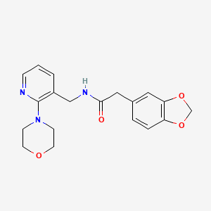 molecular formula C19H21N3O4 B6076595 2-(1,3-benzodioxol-5-yl)-N-{[2-(4-morpholinyl)-3-pyridinyl]methyl}acetamide 