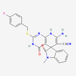 molecular formula C23H17FN6O2S B6076603 7'-amino-2'-[(4-fluorobenzyl)thio]-1-methyl-2,4'-dioxo-1,2,4',8'-tetrahydro-3'H-spiro[indole-3,5'-pyrido[2,3-d]pyrimidine]-6'-carbonitrile 