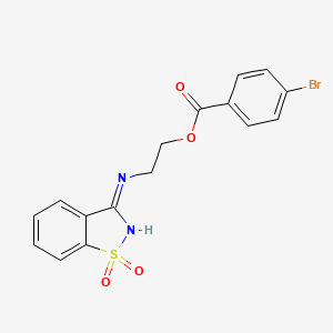 molecular formula C16H13BrN2O4S B6076619 2-[(1,1-dioxido-1,2-benzisothiazol-3-yl)amino]ethyl 4-bromobenzoate 