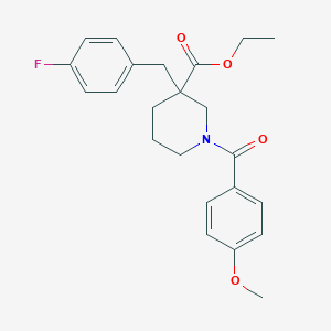 molecular formula C23H26FNO4 B6076667 ethyl 3-(4-fluorobenzyl)-1-(4-methoxybenzoyl)-3-piperidinecarboxylate 