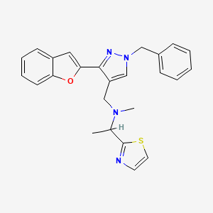 molecular formula C25H24N4OS B6076688 N-{[3-(1-benzofuran-2-yl)-1-benzyl-1H-pyrazol-4-yl]methyl}-N-methyl-1-(1,3-thiazol-2-yl)ethanamine 