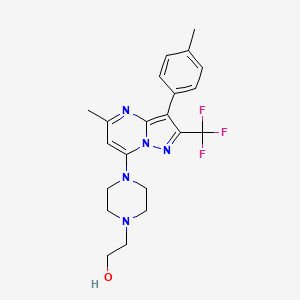 molecular formula C21H24F3N5O B6076712 2-{4-[5-methyl-3-(4-methylphenyl)-2-(trifluoromethyl)pyrazolo[1,5-a]pyrimidin-7-yl]-1-piperazinyl}ethanol 