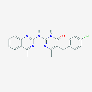 molecular formula C21H18ClN5O B6076717 5-(4-chlorobenzyl)-6-methyl-2-[(4-methyl-2-quinazolinyl)amino]-4(3H)-pyrimidinone 