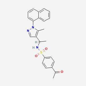 molecular formula C24H23N3O3S B6076749 4-acetyl-N-{1-[5-methyl-1-(1-naphthyl)-1H-pyrazol-4-yl]ethyl}benzenesulfonamide 