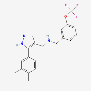 molecular formula C20H20F3N3O B6076784 1-[3-(3,4-dimethylphenyl)-1H-pyrazol-4-yl]-N-[3-(trifluoromethoxy)benzyl]methanamine 