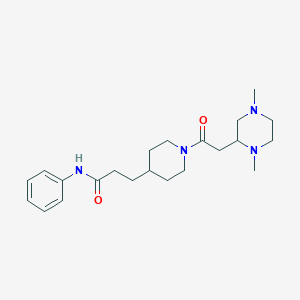 molecular formula C22H34N4O2 B6076810 3-{1-[(1,4-dimethyl-2-piperazinyl)acetyl]-4-piperidinyl}-N-phenylpropanamide 
