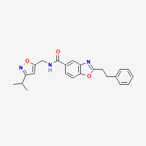 molecular formula C23H23N3O3 B6076817 N-[(3-isopropyl-5-isoxazolyl)methyl]-2-(2-phenylethyl)-1,3-benzoxazole-5-carboxamide 