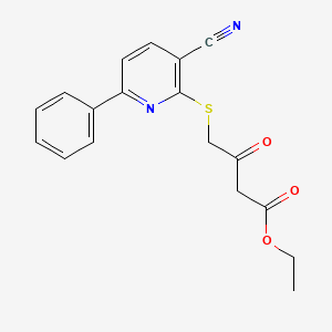 molecular formula C18H16N2O3S B6076834 ethyl 4-[(3-cyano-6-phenylpyridin-2-yl)thio]-3-oxobutanoate 