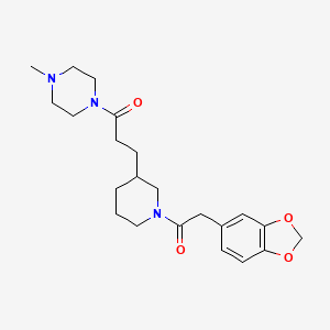 molecular formula C22H31N3O4 B6076915 1-{3-[1-(1,3-benzodioxol-5-ylacetyl)-3-piperidinyl]propanoyl}-4-methylpiperazine 