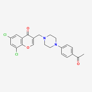 molecular formula C22H20Cl2N2O3 B6076935 3-{[4-(4-acetylphenyl)-1-piperazinyl]methyl}-6,8-dichloro-4H-chromen-4-one 