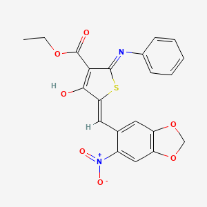 ethyl 2-anilino-5-[(6-nitro-1,3-benzodioxol-5-yl)methylene]-4-oxo-4,5-dihydro-3-thiophenecarboxylate