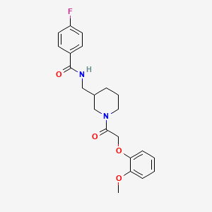 molecular formula C22H25FN2O4 B6076972 4-fluoro-N-({1-[(2-methoxyphenoxy)acetyl]-3-piperidinyl}methyl)benzamide 