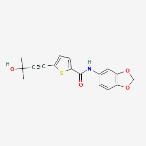 molecular formula C17H15NO4S B6076978 N-1,3-benzodioxol-5-yl-5-(3-hydroxy-3-methylbut-1-yn-1-yl)thiophene-2-carboxamide 