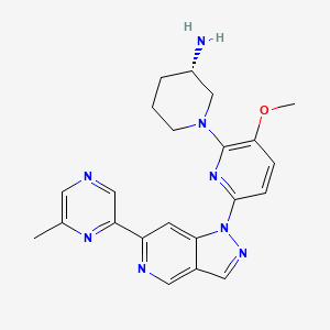 molecular formula C23H25N7O B607700 (S)-1-(3-甲氧基-6-(6-(6-甲基吡嗪-2-基)-1H-吡唑并[4,3-c]吡啶-1-基)吡啶-2-基)哌啶-3-胺 CAS No. 1527523-39-2