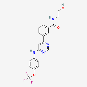 molecular formula C20H17F3N4O3 B607705 N-(2-Hydroxyethyl)-3-(6-((4-(trifluoromethoxy)phenyl)amino)pyrimidin-4-yl)benzamide CAS No. 778277-15-9