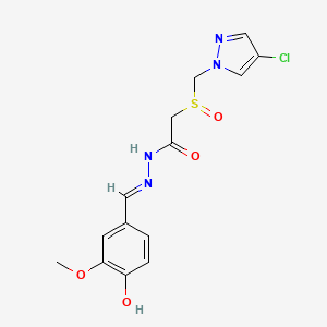 2-{[(4-chloro-1H-pyrazol-1-yl)methyl]sulfinyl}-N'-(4-hydroxy-3-methoxybenzylidene)acetohydrazide