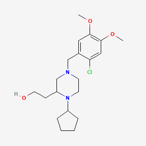 molecular formula C20H31ClN2O3 B6077089 2-[4-(2-chloro-4,5-dimethoxybenzyl)-1-cyclopentyl-2-piperazinyl]ethanol 